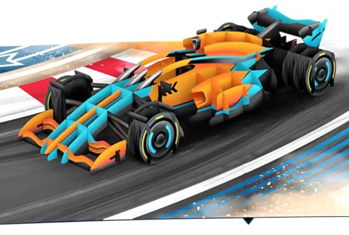 Three Dee Cards - High-Speed Racing Car 3D Pop-Up Greeting Card for Him – Perfect for Dad Fathers Day Men Birthdays Husband Son in Law Boyfriend Grandad Uncle and Car Enthusiasts