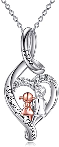 Cadeaux de frère pour sœur Collier de l'infini en argent sterling pour frère et sœur Bijoux pour anniversaire Cadeaux de Noël
