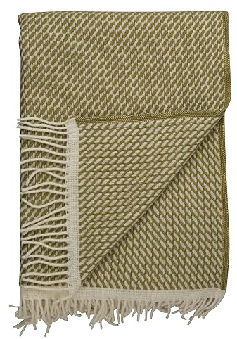 RØROS TWEED - Mello - Wolldecke aus norwegischer Lammwolle - Design von Skogstad & Wærnes - Deckenmaße: 150 x 210 cm (150 x 210 cm, 5752 - Leaf Green)
