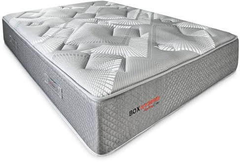 Duérmete Online - Colchón Viscoelástico Híbrido Box Hybrid con Núcleo de Muelles Ensacados, Confort Óptimo, Grosor 26cm, Firmeza Intermedia, Antiácaros Antibacteriano e Hipoalergénico 135 x 190