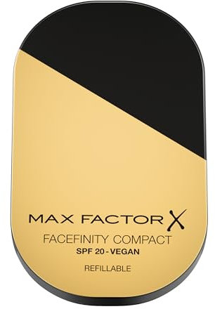 Max Factor Fondotinta Facefinity Compatto, Formula Vegan, Fondotinta dalla Coprenza Modulabile e dal Finish Mat, fino a 24 ore di Tenuta, SPF 20, 076, WARM GOLDEN, 10 g