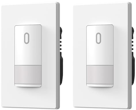 ELEGRP Matte White Single Pole Occupancy Motion Sensor Light Switch, Need Neutral Wire, 120° Sensor Coverage PIR Infrared Motion Activated, for CFL/LED/MLV/INC/HAL/Fan, UL,2 Pack