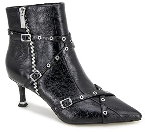 Kenneth Cole New York UMI BIKER BOOTIE BLACK LEATHER 8.5