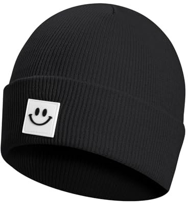 ZLLkeji Mütze Jungen Unisex Beanie Hat Kids 2-6 Jahren Kleinkind Doppellagige Strickmütze Herbst Wintermützen für Mädchen Mütze Jungen Frühling Herbst Schwarz