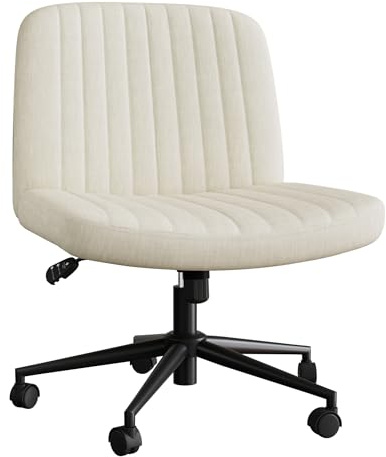 Fiona's magic Bürostuhl ohne Armlehnen, Höhenverstellbar Schreibtischstuhl, Drehstuhl mit Rollen, Lesesessel mit Breiterem für Haus, Wohnzimmer, Schminktisch, Beige