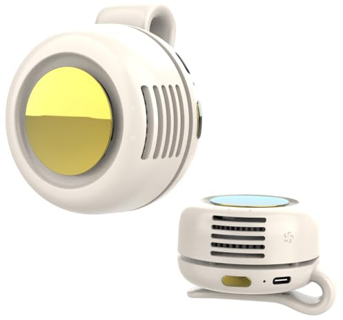 Wlztea Portable Clip-On Bladeless Fan - Rechargeable Hands-Free Cooling for Neck, Waist & Bags, 3 Speeds, 6H Runtime, USB-C Fast Charge (White)