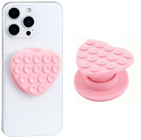 THQAE Cuore Ventosa Supporto Magnetico per Cellulare, Impugnatura Silicone Allungabile, Ventosa Silicone Unilaterale, Grip Anello Smartphone per Telefoni Tablet