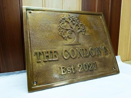 Antique Brass Plaque Personalized Custom Size & Message Name Plates Vintage Wall Mounted