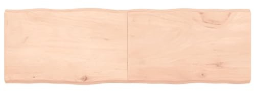 BARULUOAKLIFE Piano per Tavolo in Legno Massello di Rovere Non Trattato con Bordi Vivi, 160x50x(2-6) cm, Superficie Liscia Naturale per Rinnovo Fai da Te, Design a Cerniera per Facile