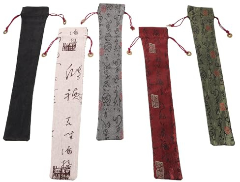 PAMINGONO Fundas para Abanicos de Mano de Estilo Chino Antiguo, Bolsa de Algodón Cordón para 5 Unidades, Fácil de Guardar y Transportar, Diseño Tradicional y Elegante Adecuado