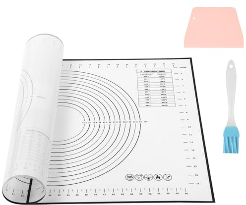 Vicloon Tapetes de Silicona para Hornear, 70x50cm Alfombrilla de Silicona Amasar Antiadherente y Antideslizante con Medición y Conversión sin BPA Protector de Encimera Resistente al Calor -40 a 230℃