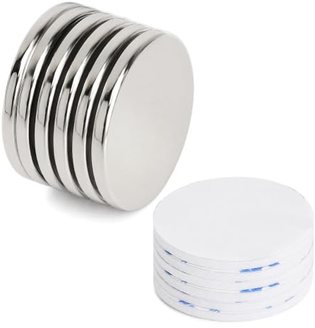 6 Stycken Neodymmagneter Extra Starka 30x3mm Självhäftande för Kylskåp | Starka Magneter att Klistra 30x3mm med 6 Skumkuddar för Självhäftning, Magneter för Magnetisk Tavla, Kylskåp, Pyssel