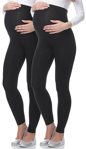 Be Mammy Lot de 2 Leggings de Grossesse en Viscose Opaques, vêtements de maternité 02