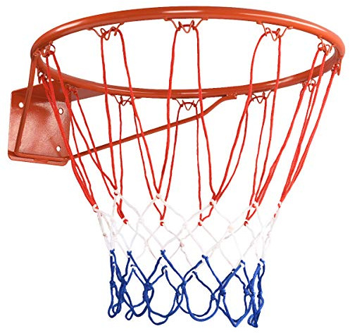 COSTWAY Panier de Basket Anneau Suspendu de Basket-Ball avec Filet Fixation au Murale en Acier Intérieur/Extérieur Diamètre du Anneau : 46 CM Convient aux Adultes et aux Enfants