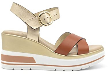 Nero Giardini Sandali in Pelle Donna Estate E218737D 329 con Zeppa Cognac (37)