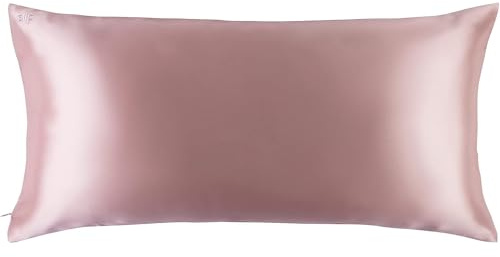 SLIP 22 Momme Seidenkissenbezug in 40 x 80cm im Petal Design - aus 100% Maulbeer Seide, mit Reißverschluss, atmungsaktiv, ideal für Allergiker, Pink