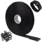 WSZJINB 5m x 2.5cm Adjustable Cable Straps with 25 Buckles, Free Cut Length, Black Reusable Fastening Cable Ties, Hook and Loop Securing Strap for Cable Tidy, Wire Management, Cord Organiser