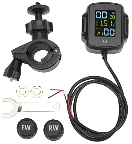 di Monitoraggio della Pressione dei Pneumatici per Moto con 2 Sensori Esterni TPMS 12V Ricarica USB Display Ad Alta Precisione