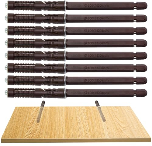 Schwebende Regalhalterungen – robuste Holzregalhalterungen mit Schrauben, verstellbare Wandbefestigungen, Hardware, Rollostützen, Regale, Ø 10 x 100 mm, 8 Stück