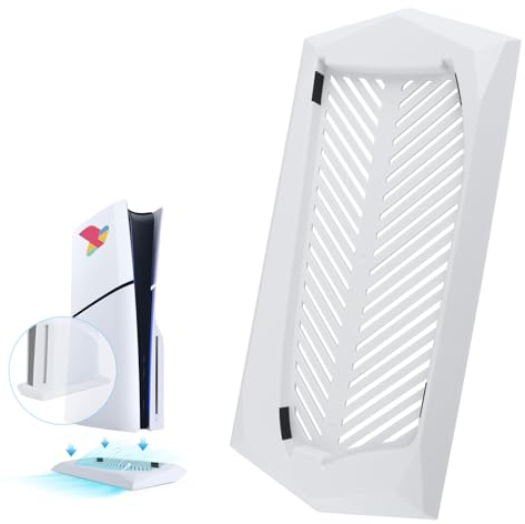 RongZy Soporte Vertical para PS5 Slim con Alfombrilla de Silicona Antideslizante Base de Soporte para PlayStation 5 Slim Edición Disc(Blanco,Edición Disc)