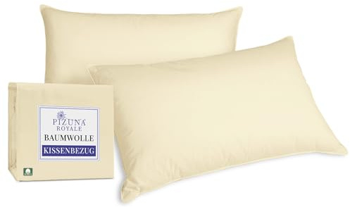 Pizuna Luxuriös Kissenbezug 40x80 cm 2er Set Baumwolle Neu Elfenbein, 1000 Fadenzahl aus 100% langstapeliger Baumwolle in Satinbindung Nur Kissenbezug (Hotel Kissenbezug 2er Set) Mako Satin