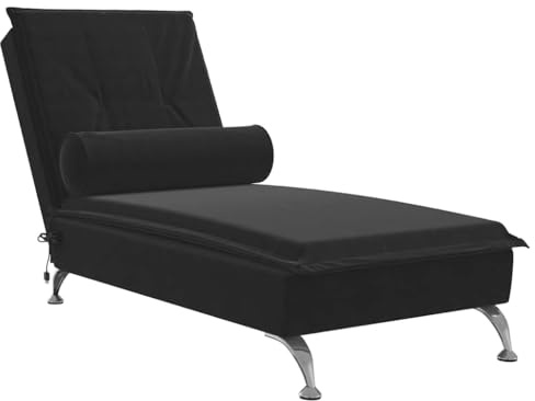 vidaXL Massageschäslong med bolster svart sammet