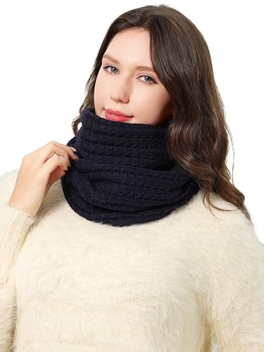 DonDon sciarpa Donna invernale scaldacollo sciarpa di lana Sciarpa lavorata a maglia - Blu marino