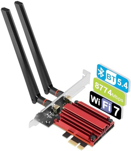 HOTUT 6Ghz WiFi Card 5800Mbps WiFi 7 PCIe Network Card BE8800, BE200 Wireless WLAN Adapter with Bluetooth 5.4, Tri-Bands(6GHz/5GHz/2.4GHz) Wireless WiFi 7 Card for Desktop Windows 11/10 (64Bit)