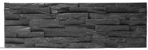 Wallsupply Ultralight Benevento Stone 3D Media Wall Panels Tiles EPS, 30pcs 3.15m² Black Stone