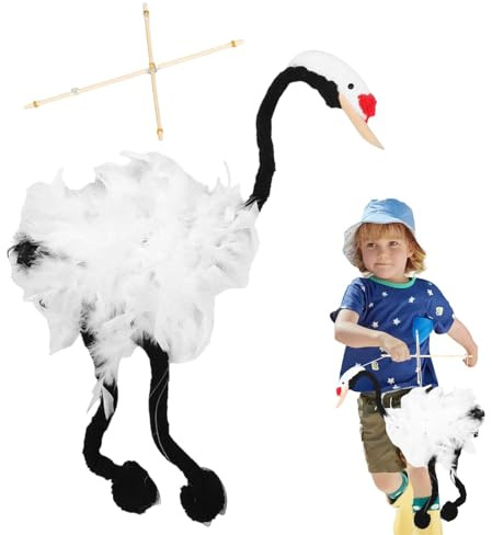 Puppet on Strings,Handcrafted Soft Pull Strings Crane Marionette Puppet | Fun Stuffed Plush Wooden Interactive Educational Dolls Craft for Interactive Play and Teaching