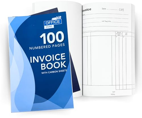 Invoice Book with Carbon Sheets – 100 Numbered Pages – Duplicate Receipt Pad for Small Business & Self-Employed – Easy Tear Pages – Green Cover – Pack of 1/3 / 5/12 / 25 (Pack of 5)