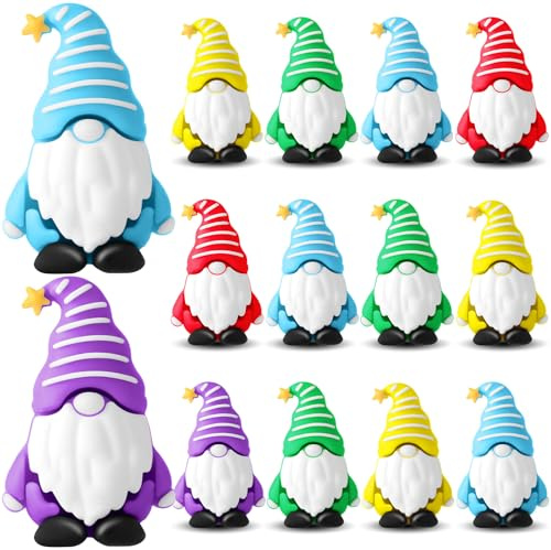 DoubleFill 12 Pcs Mini Gnomes Tiny Figures Miniature Gnomes Fairy Gifts Statues Tiny Figurines for Landscape Outdoor Patio Yard for Garden Accessories Spring Gifts Fairy Goodie Bag