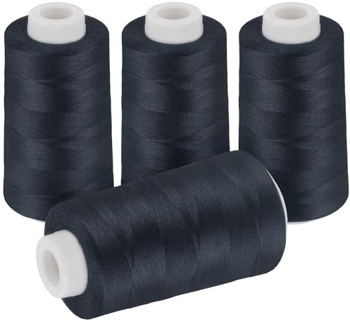 ilauke 4 Kone - Filo da cucito Overlock, 40/2 per 3000 metri (2743 metri), 100% poliestere, per macchine da cucire overlock, cucito a mano, cucito, trapuntatura, patchwork, abbigliamento (blu scuro)