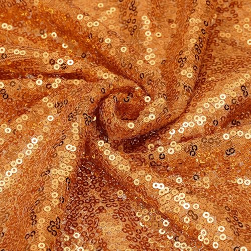 sourcing map Orange Sequin Fabric, by the Yard, 1 Yard Length 4.3ft Wide Sequin Velvet Fabric Shiny Sparkly Cloth for DIY Sewing, Dress, Backdrop, Tablecloth, Table Runner