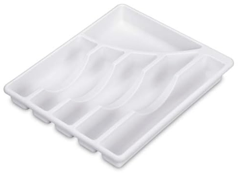 STERILITE Cutlery Tray, 11-3/4 in W, 1-7/8 in D, Plastic, White, 14-1/8 x 11-3/4 x 1-7/8