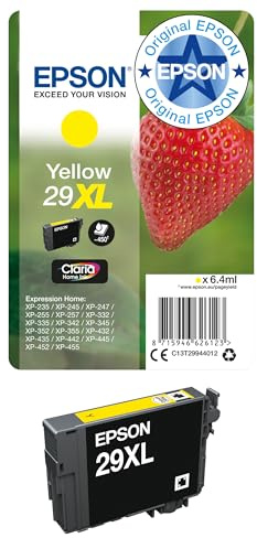Epson Original 29XL Tinte Erdbeere, XP-235 XP-332 XP-335 XP-432 XP-435 XP-245 XP-342 XP-345 XP-442 XP-445 XP-247 XP-257 XP-255 XP-352 XP-355 XP-452 XP-455, (gelb)