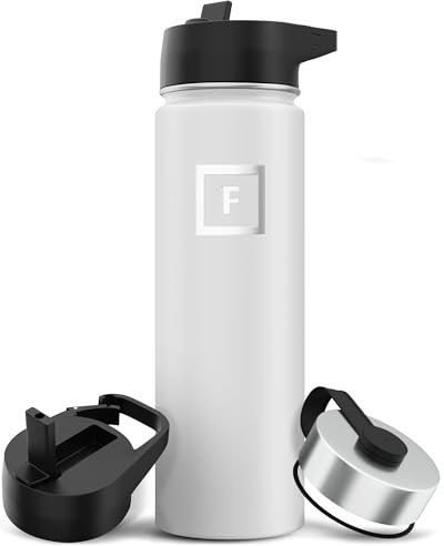 Iron Flask Sportwasserflasche - 650 ml, 3 Deckel (Strohdeckel), vakuumisolierter Edelstahl, doppelwandig, Thermobecher, Kantine aus Metall