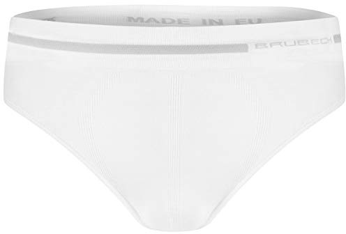 BRUBECK Homme Slip | Respirant | Sport | Thermique | sous-vêtement Fonctionnel | Culotte | Underwear | 41% Laine Mérinos | BE10050, Taille:M 1x | Blanc.