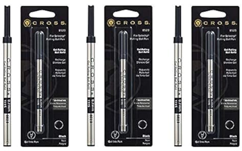 Kors påfyllning för Selectip Gel kulspetspenna, svart, 1 per kort (8523) (tre-pack, svart)