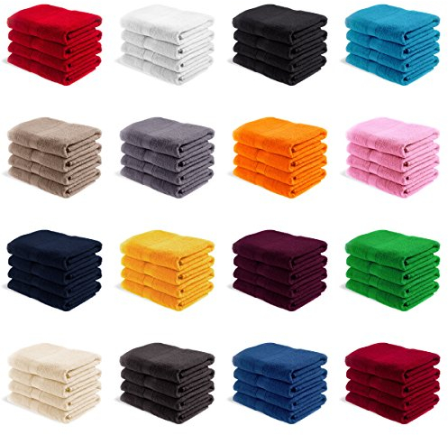 EllaTex Handtuch-Set aus Serie Paris 0040073 100% Baumwolle 500 Gramm/m², Farbe:Rosa, Größe:4er Packung 50 x 100cm - Handtücher