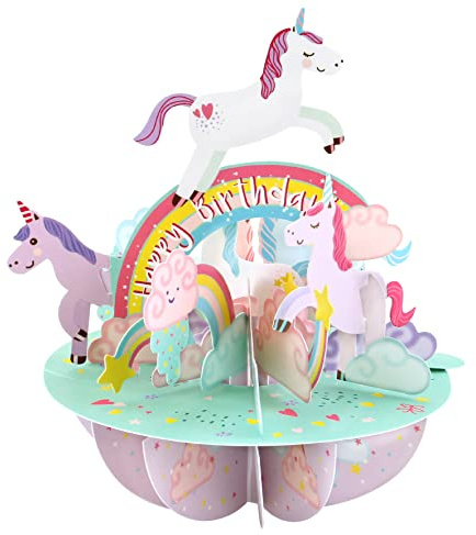 SANTORO Pirueta, Tarjeta De Felicitación Emergente 3D - Unicornios - Regalo Para Ella, Hija, Niñas, Niños | Tarjeta De Cumpleaños De Unicornio