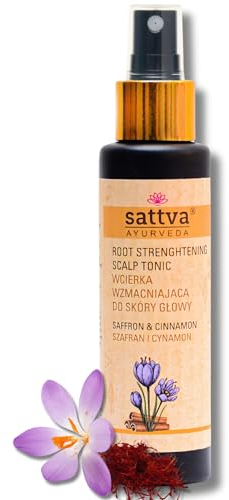 Sattva Safran Haartonikum - Natürliches Kopfhaut Tonikum für Trockene Kopfhaut, Juckende Kopfhaut - Haarwasser mit Aloe, Zimt und Safran Regt das Haarwachstum an und Spendet Feuchtigkeit - 100ml