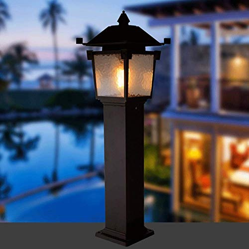 NZDY European Waterproof Outdoor E27 Socket Column Lamp Aluminum Quartet Fence Pillar Post Light Industry Retro Lawn Lantern for Villa Courtyard Terrace Street Light (Height: 60Cm)