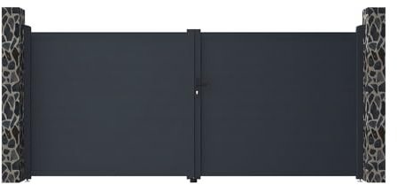 Vente-unique - Portal batiente Aluminio Completo L397 x 181 cm Antracita - Nazario