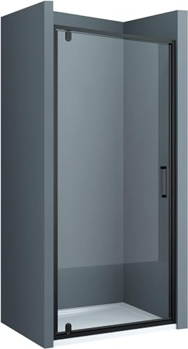 doporro Duschtür Nischentür dusche Duschabtrennung Duschkabine 90x200cm Duschtür ESG-Sicherheitsglas Nischentür Klarglas Duschwand schwarz inkl. Nano-Beschichtung Teramo61K