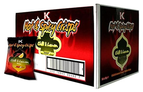 Kolak Hot and Spicy Chilli Lemon Flavour Potato Crisps - 25g (Pack of 36) - Irresistible Indian Snack | Zesty and Spicy Flavor | Perfect for Parties, Snacking, and On-the-Go | Premium Quality