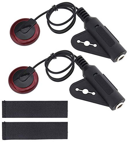 EMSea 2 unids Transductores De Micrófono De Contacto Con Pastilla Piezoeléctrica Con Adhesivo 1/4 Jack Hembra Cable De 12 Pulgadas Para Guitarra Banjo Ukelele Violín Mandolina Violonchelo Kalimba Arpa
