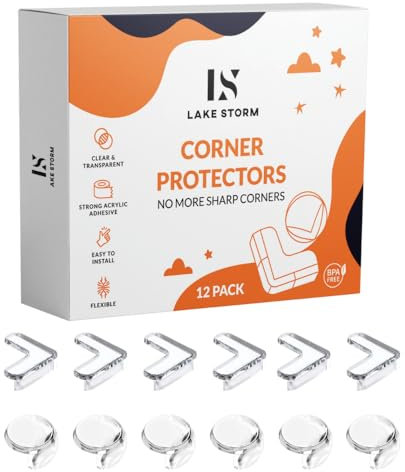 Corner Protectors - 12 Pack Baby Proofing Table Protector | Clear Kids Bumper | Safety Edge Proof | Cover for Sharp Table Corners | Child Protection | Plastic Guards | Silicone Bumpers | Pre-Taped
