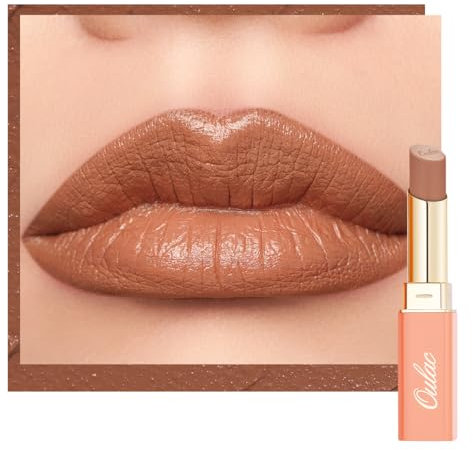 Oulac Satin Matte Lipstick - Nude Beige Long Lasting Lip Stick, Full Coverage with Smooth Creamy Texture Lip Colour, Moisturizing & Weightless Formula Lip Makeup, Vegan, 4.3g, SG10 Bailey