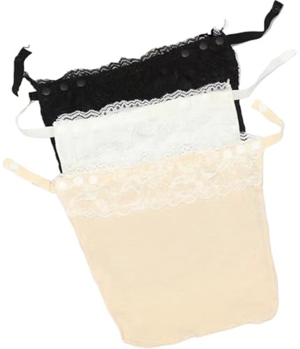KOLZEMV 3 Piezas Sujetador Antiarrugas Escote de Sujetador insertado superposición Panel de Moda Chaleco,Encaje para Mujer con Clip en Mock Camisole, Chaleco con Panel superpuesto, Camisola simulada